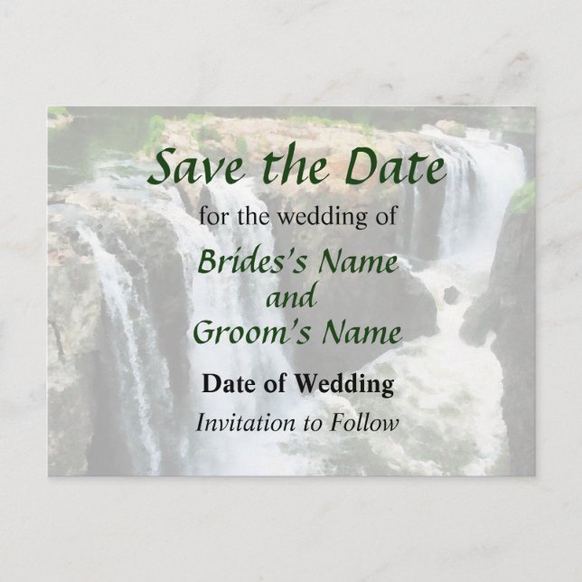 NJ - Waterfall Paterson NJ Save the Date Announcement Postcard (Front)