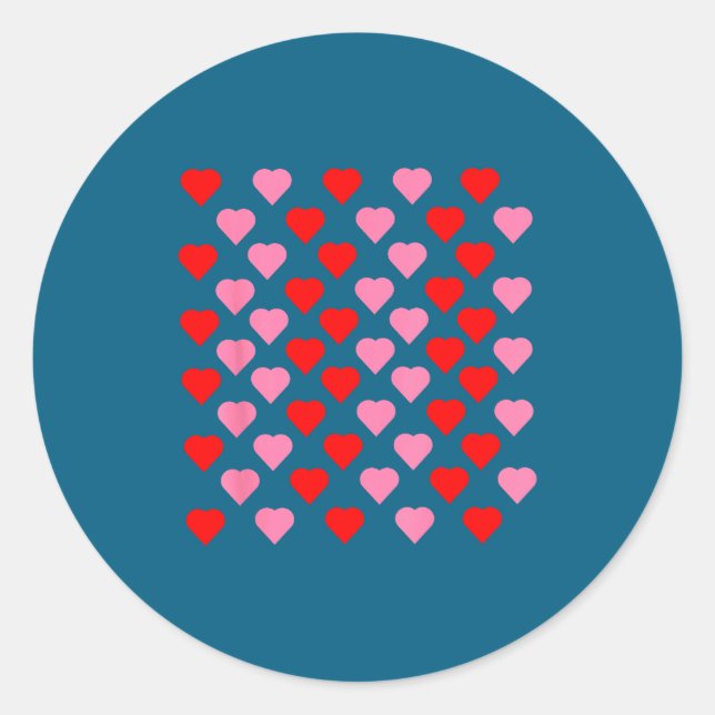 Nk And Red Hearts Lovers Funny Valentine’s Day Hum Classic Round Sticker (Front)