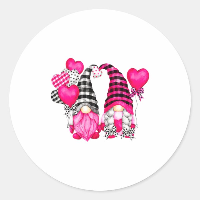 Nk Buffalo Plaid And Heart Balloons Valentines D _ Classic Round Sticker (Front)