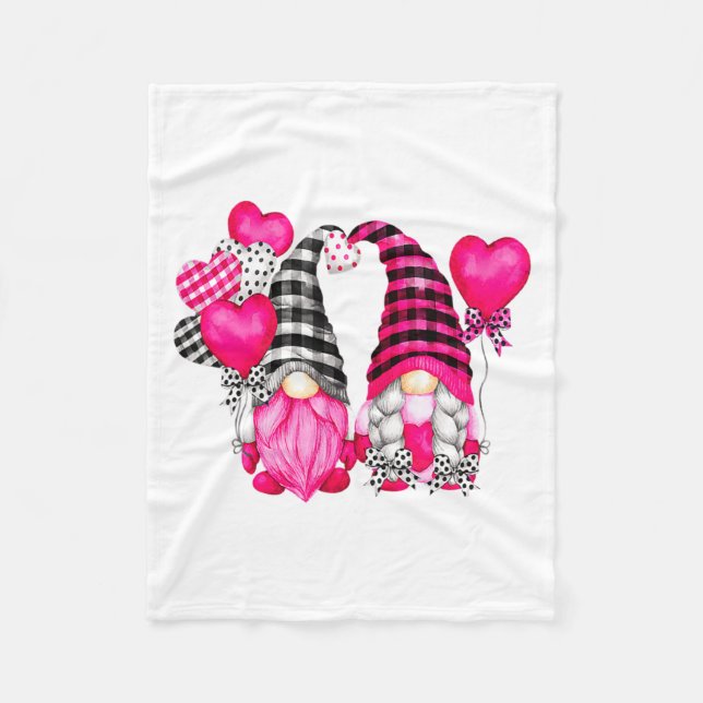 Nk Buffalo Plaid And Heart Balloons Valentines D  Fleece Blanket (Front)