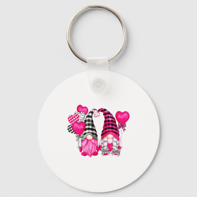 Nk Buffalo Plaid And Heart Balloons Valentines D  Key Ring (Front)
