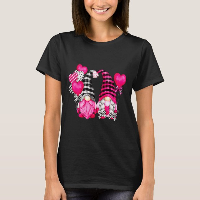 Nk Buffalo Plaid And Heart Balloons Valentines D  T-Shirt (Front)