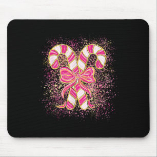 Nk Christmas Candy Cane Preppy Coquette Xmas Bow G Mouse Mat