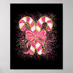 Nk Christmas Candy Cane Preppy Coquette Xmas Bow G Poster