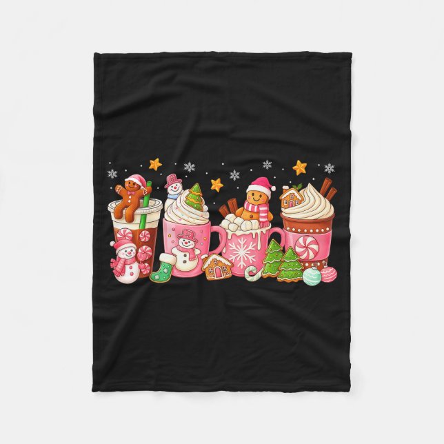 Nk Christmas Coffee Xmas Gingerbread Man Cookie Co Fleece Blanket (Front)