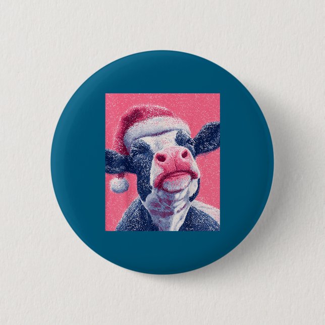 Nk Christmas Cow  6 Cm Round Badge (Front)