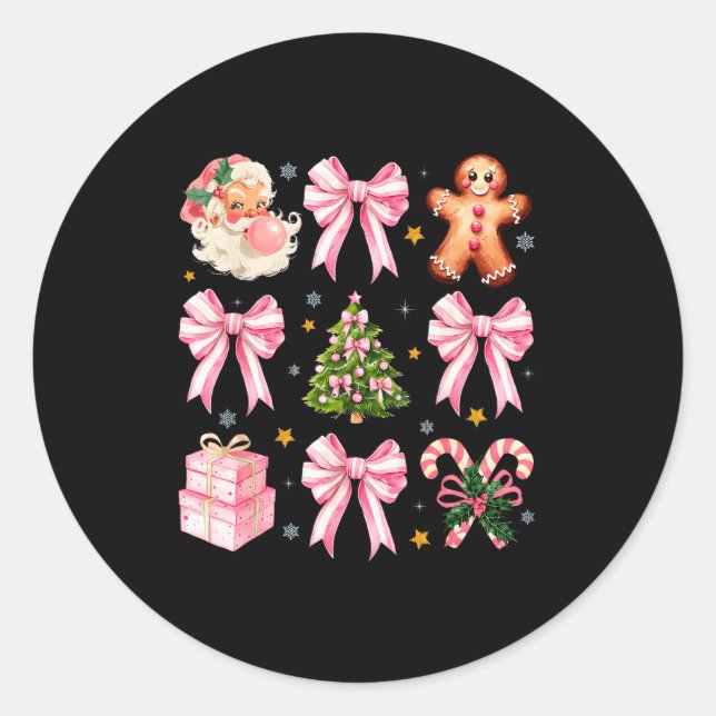 Nk Christmas Tree Santa Gingerbread Xmas Cute Coqu Classic Round Sticker (Front)