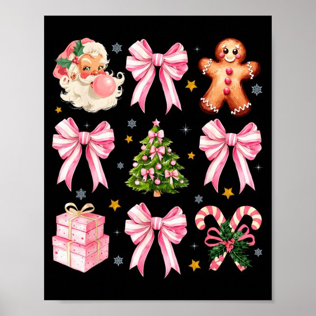 Nk Christmas Tree Santa Gingerbread Xmas Cute Coqu Poster (Front)