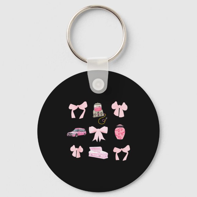 Nk Coquette Bow Funeral Director Mortician Mortuar Key Ring (Front)