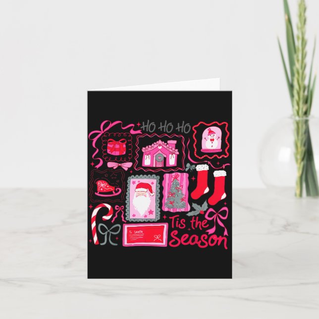 Nk Coquette Bow Ho Ho Ho Tis The Season Christmas  Card (Front)