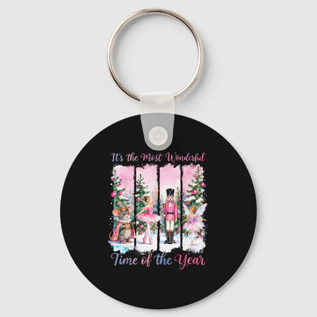 Nk Coquette Bow Nutcracker Friends Snow Globe Chri Key Ring (Front)