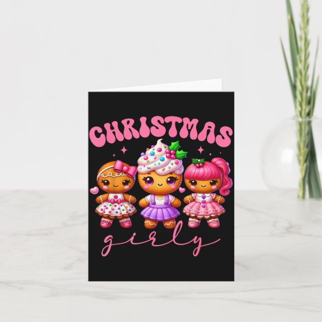 Nk Cute Gingerbread Christmas Girly Pajama Outfits Card (Front)