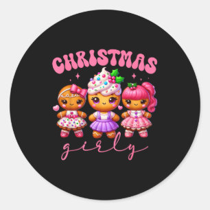 Nk Cute Gingerbread Christmas Girly Pajama Outfits Classic Round Sticker