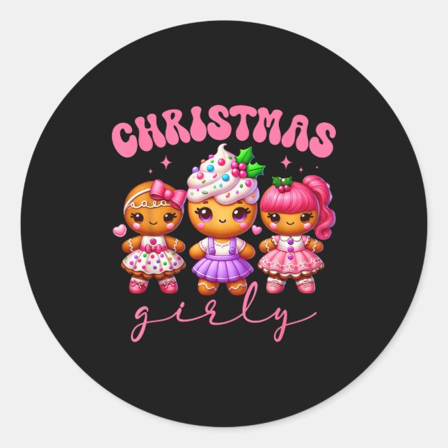 Nk Cute Gingerbread Christmas Girly Pajama Outfits Classic Round Sticker (Front)