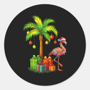 Nk Flamingo Christmas Palm Tree Trocal Xmas Classic Round Sticker