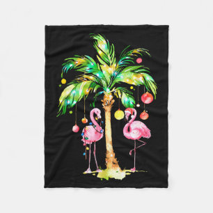 Nk Flamingo Christmas Palm Tree Trocal Xmas Holida Fleece Blanket