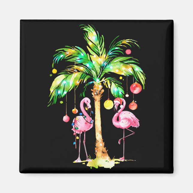 Nk Flamingo Christmas Palm Tree Trocal Xmas Holida Magnet (Front)