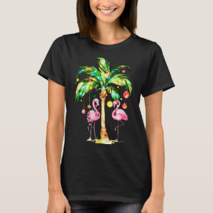 Nk Flamingo Christmas Palm Tree Trocal Xmas Holida T-Shirt