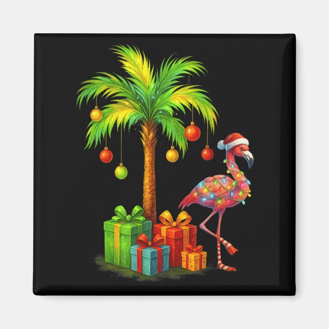 Nk Flamingo Christmas Palm Tree Trocal Xmas  Magnet (Front)