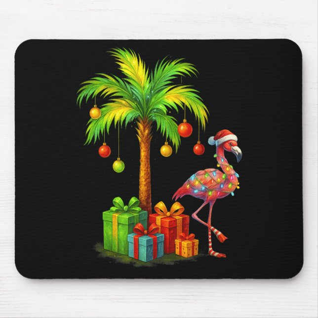 Nk Flamingo Christmas Palm Tree Trocal Xmas  Mouse Mat (Front)