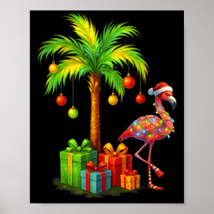 Nk Flamingo Christmas Palm Tree Trocal Xmas  Poster