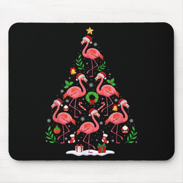 Nk Flamingo Christmas Tree Lights Santa Hat Xmas P Mouse Mat (Front)