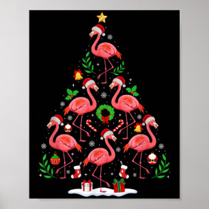 Nk Flamingo Christmas Tree Lights Santa Hat Xmas P Poster
