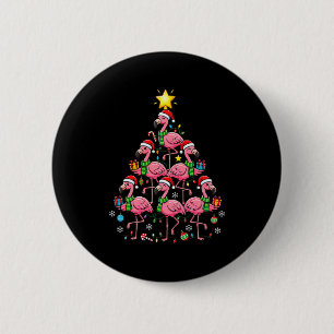 Nk Flamingo Christmas Tree Santa Flamingo Holiday  6 Cm Round Badge