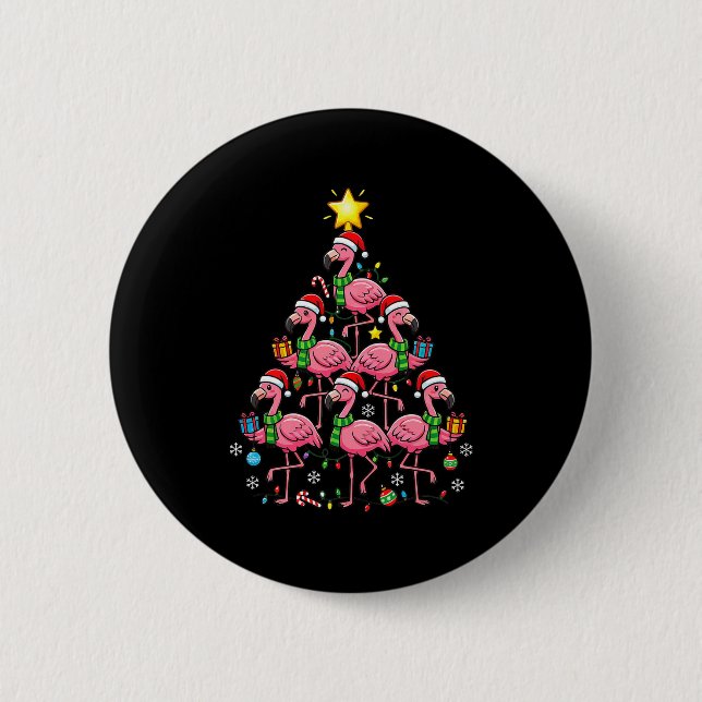 Nk Flamingo Christmas Tree Santa Flamingo Holiday  6 Cm Round Badge (Front)