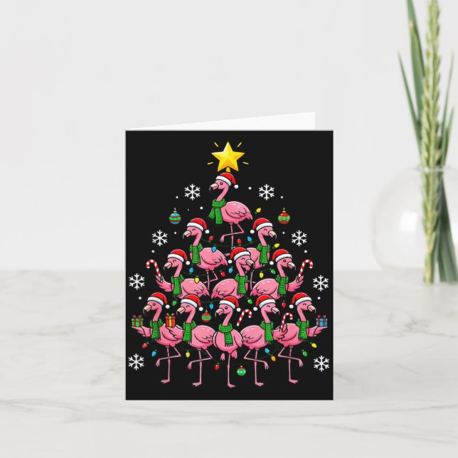 Nk Flamingo Christmas Tree Santa Flamingo Holiday  Card (Front)