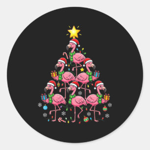 Nk Flamingo Christmas Tree Santa Flamingo Holiday  Classic Round Sticker