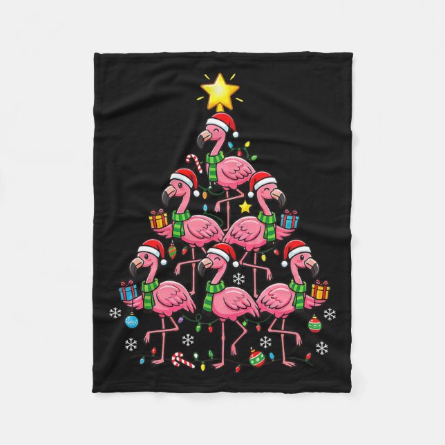 Nk Flamingo Christmas Tree Santa Flamingo Holiday  Fleece Blanket (Front)