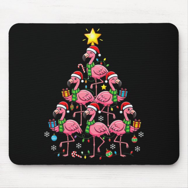 Nk Flamingo Christmas Tree Santa Flamingo Holiday  Mouse Mat (Front)