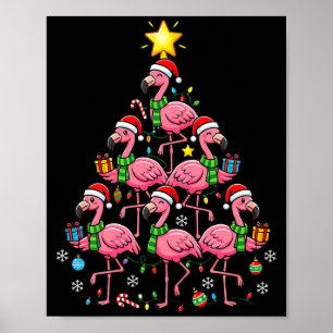 Nk Flamingo Christmas Tree Santa Flamingo Holiday  Poster