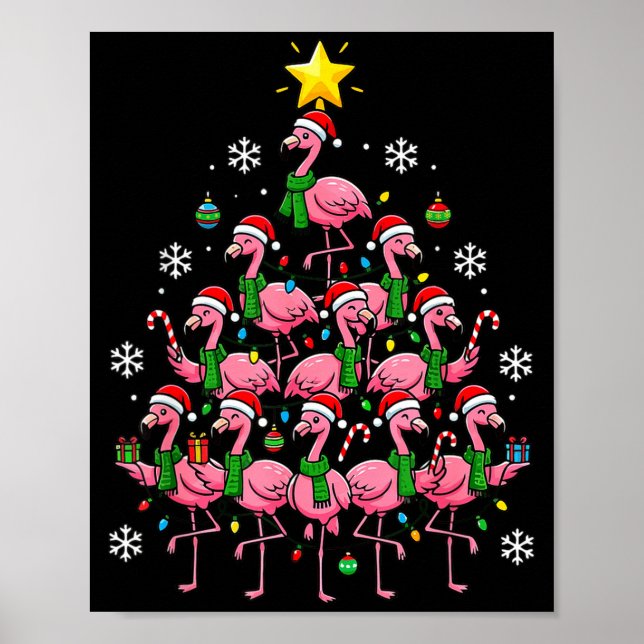 Nk Flamingo Christmas Tree Santa Flamingo Holiday  Poster (Front)