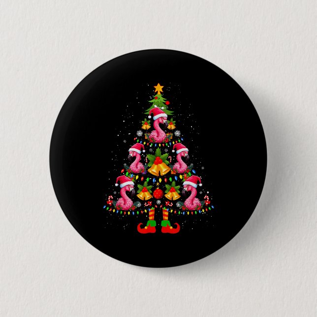 Nk Flamingo Christmas Tree Santa Hat Xmas  6 Cm Round Badge (Front)
