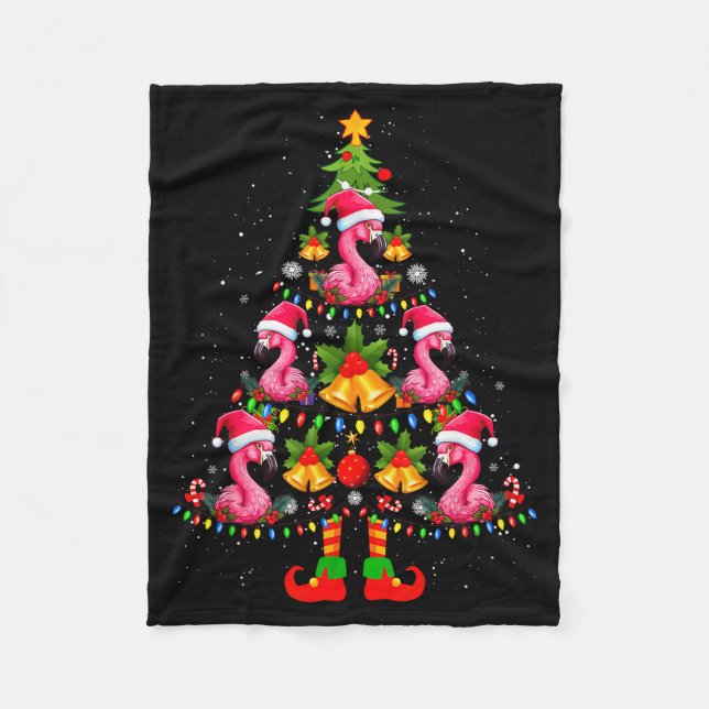Nk Flamingo Christmas Tree Santa Hat Xmas  Fleece Blanket (Front)