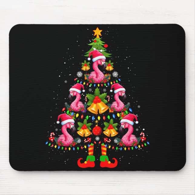 Nk Flamingo Christmas Tree Santa Hat Xmas  Mouse Mat (Front)
