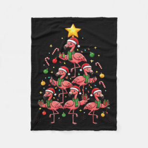 Nk Flamingo Christmas Tree With Santa Hats &amp; H Fleece Blanket