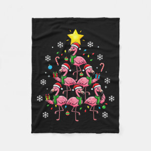 Nk Flamingo Christmas Tree With Santa Hats &amp; H Fleece Blanket
