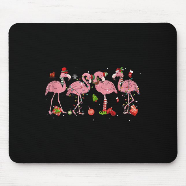 Nk Flamingo Hat Santa Merry Christmas Lights Women Mouse Mat (Front)