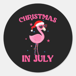 Nk Flamingo In Santa Hat Christmas In July Girl  Classic Round Sticker