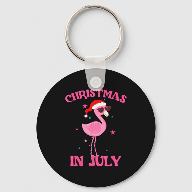 Nk Flamingo In Santa Hat Christmas In July Girl  Key Ring (Front)