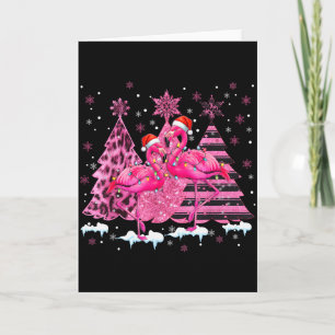 Nk Flamingo Santa Hat Leopard Christmas Tree Xmas Card