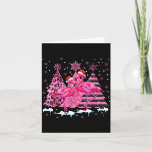 Nk Flamingo Santa Hat Leopard Christmas Tree Xmas  Card