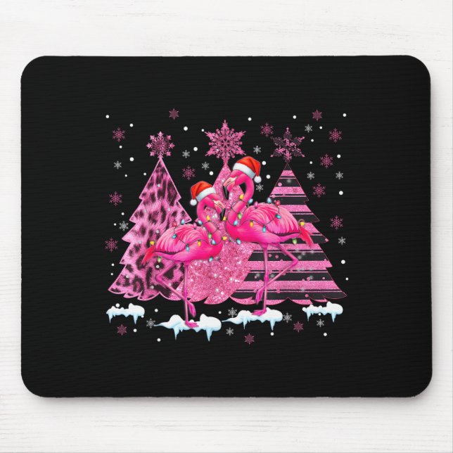 Nk Flamingo Santa Hat Leopard Christmas Tree Xmas  Mouse Mat (Front)
