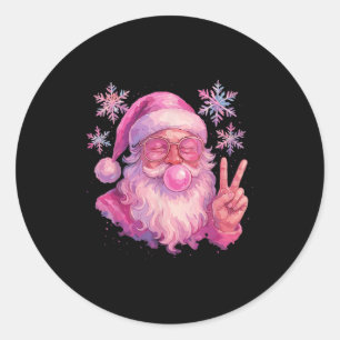 Nk Gum Bubble Blowing Santa Shirt, Vintage Nk Chri Classic Round Sticker