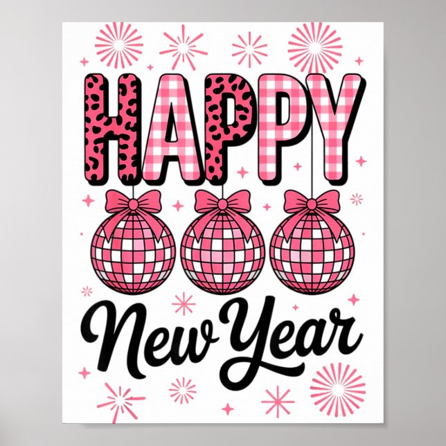 Nk Happy New Year Disco Ball Leopard For Women Gir Poster (Front)