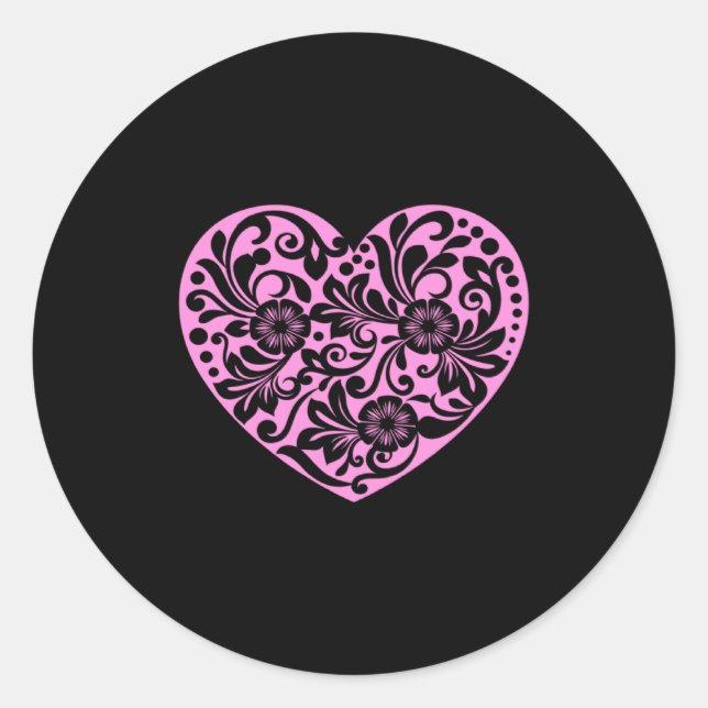 Nk Heart With Flowers Cut Out Cute Valentine Fav  Classic Round Sticker (Front)