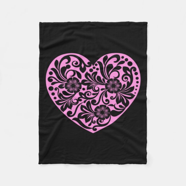 Nk Heart With Flowers Cut Out Cute Valentine Fav  Fleece Blanket (Front)